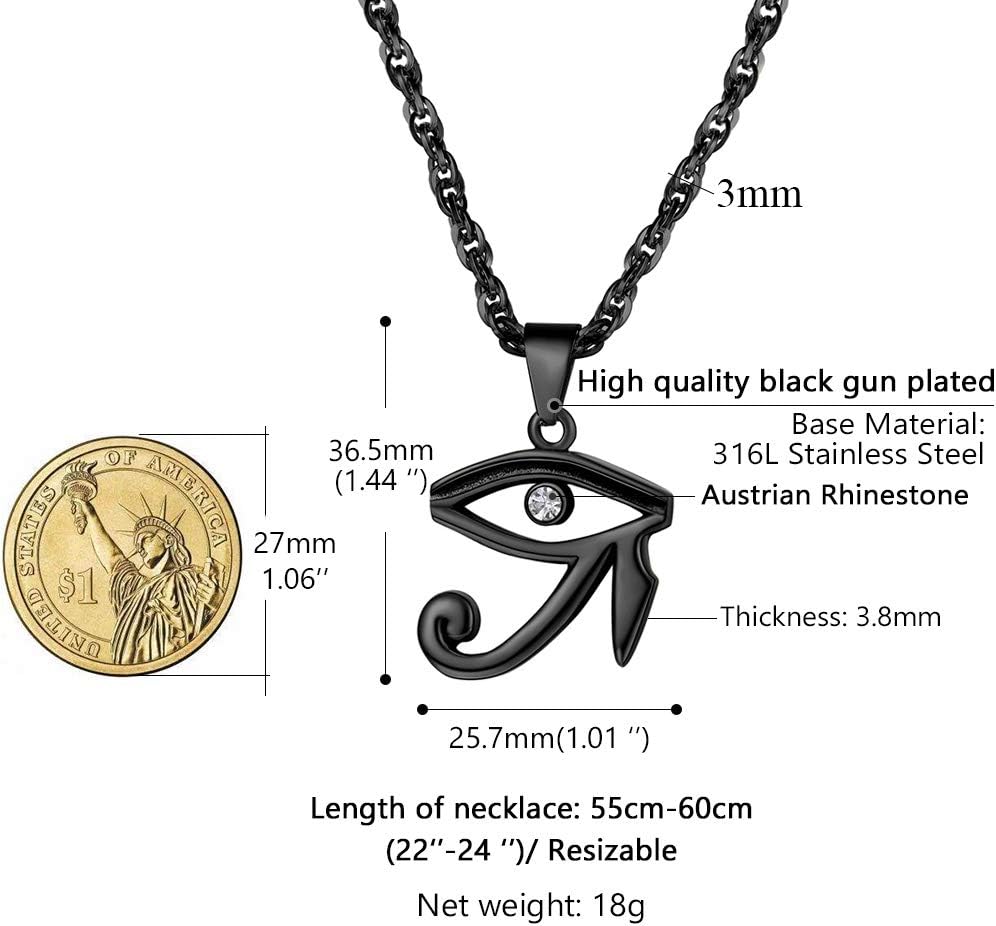 PROSTEEL Egyptian Jewelry Eye Protection Necklace for Men, Stainless Steel Ankh Cross Necklace, Ancient Symbol of Amulet, Come with Box - Image 5