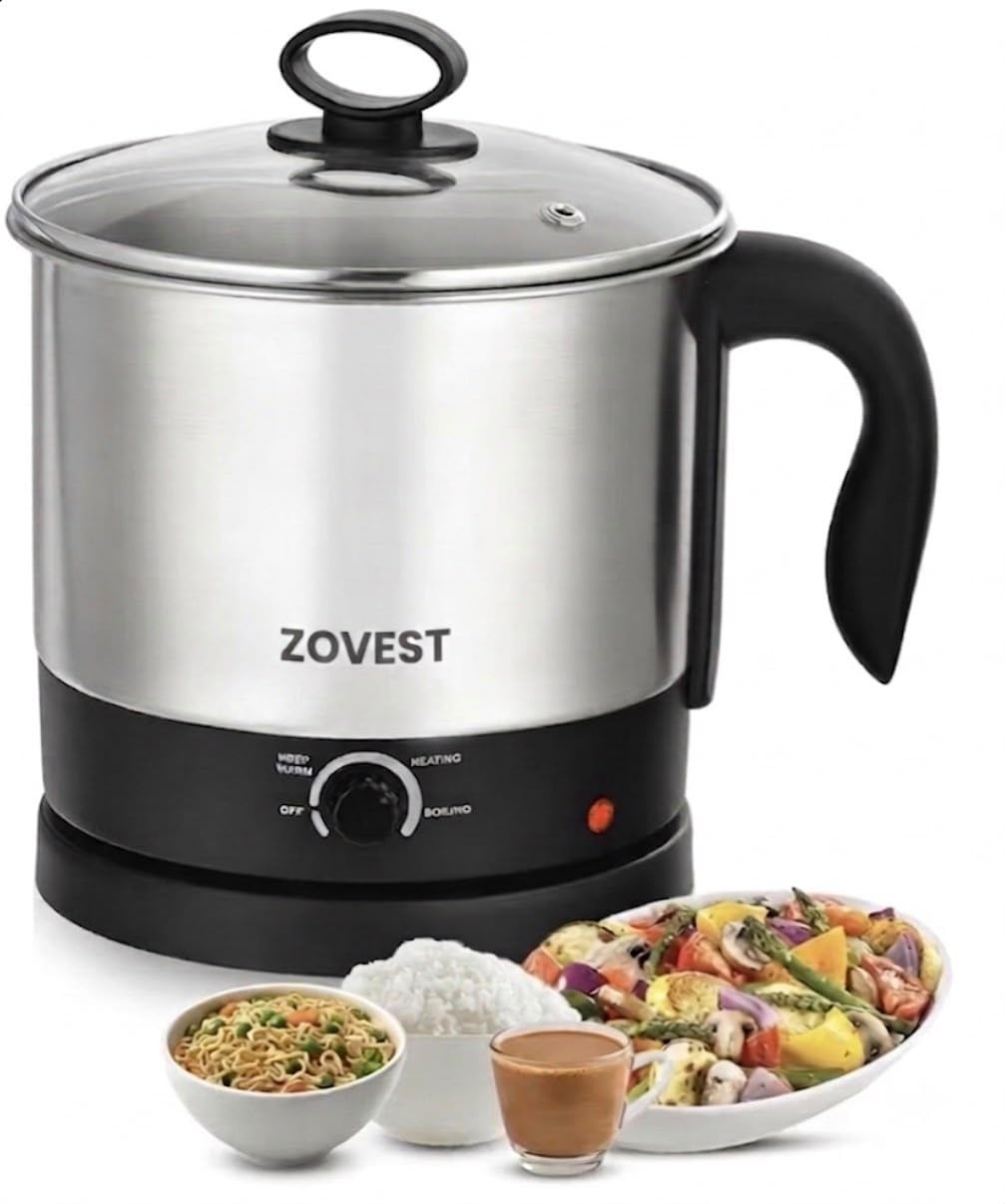 Electric Kettle Multipurpose 1.5 Litre, 600 Watts, Stainless Steel Body with Glass Lid, 3 Boiling Modes, for Hot Water, Milk, Tea, Coffee, Cooking Oats, Noodles, Soup, Egg Boiler Machine-Black-image-49