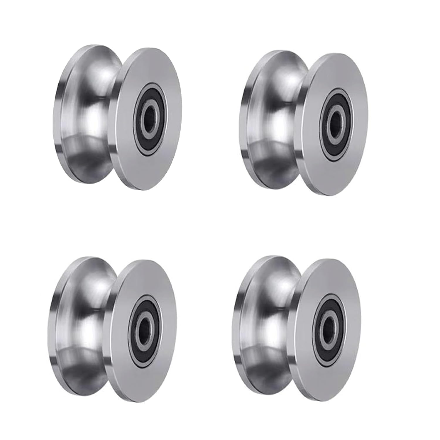 Sliding Gate Rollers Stainless Steel U Groove Wheel Heavy Duty Cable Pulley Block U Shaped Rail Gate Wheels Quiet and Smooth Operation Plate Caster with Bearing for Barn Door Track