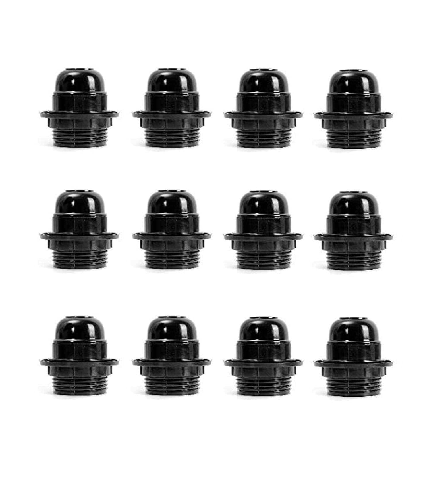 Logro Pack of 12pc Screw Type Holder, E27 Black Ring Type for Table Lamps Lights-image-21