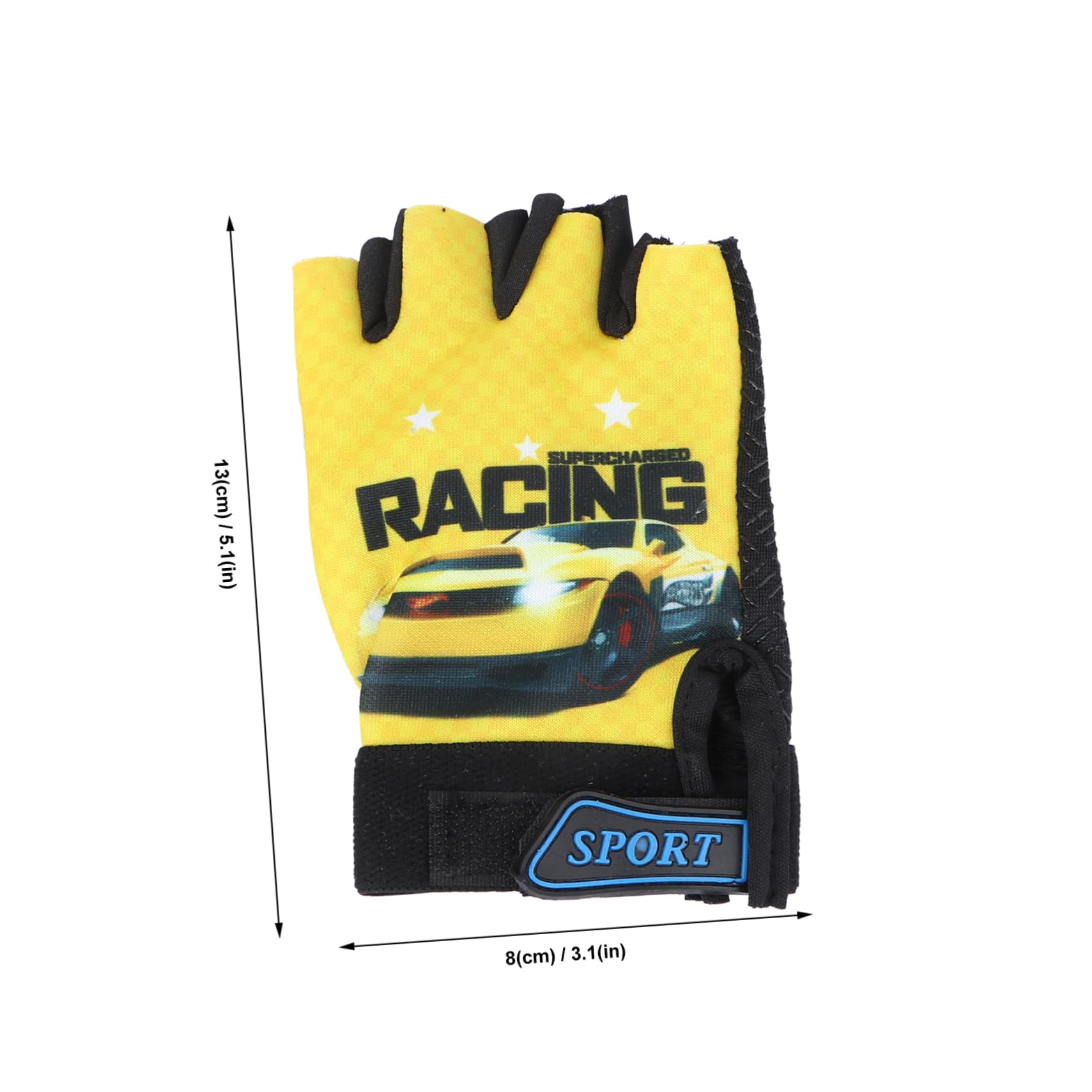 PRETYZOOM Yellow Half Finger Boy Girl Gloves Design Breathable - Cycling Running Gloves for Boys Girls for Outdoor Sports Activities