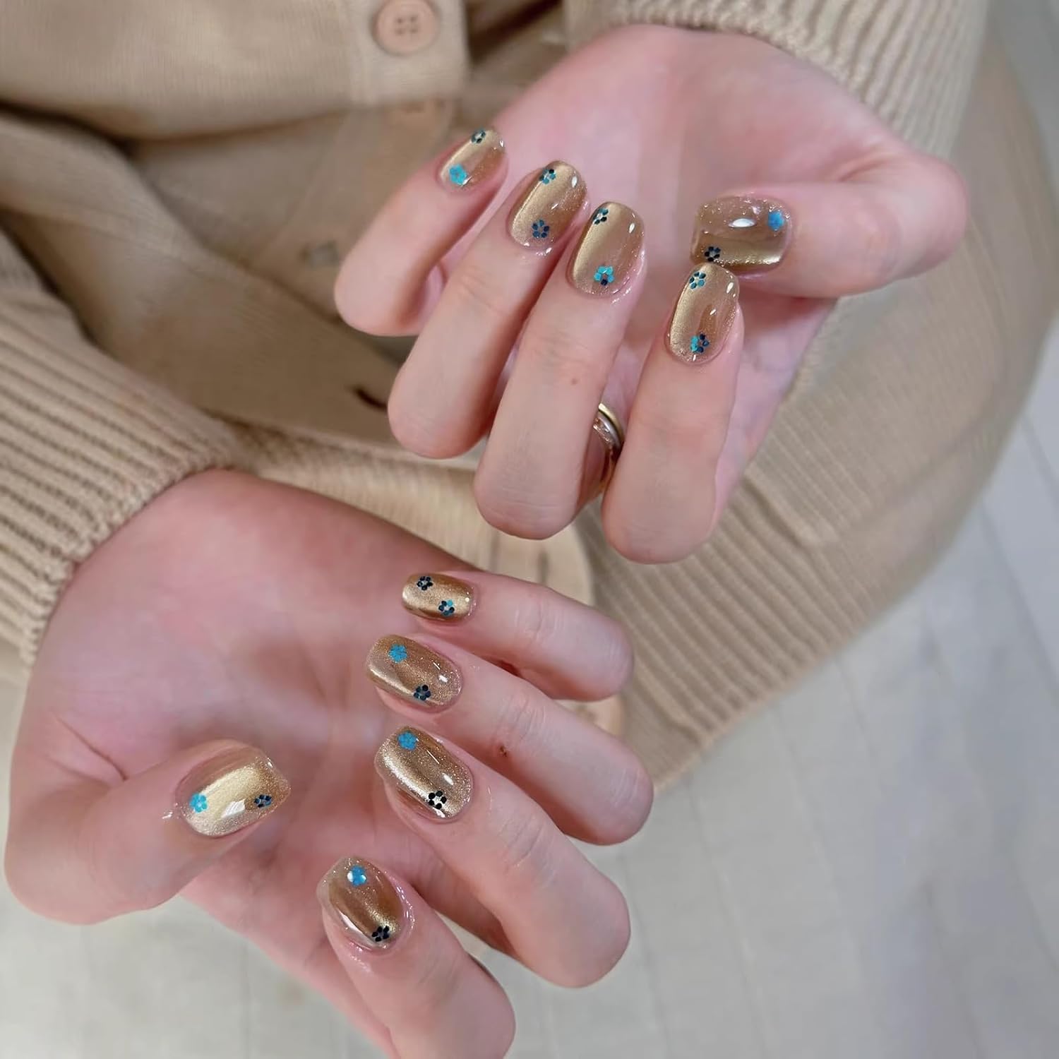 12 Boxes Spring Laser Flower Nail Art Glitters Cute Five-Petaled Flower Nail Sequins Set, Spring Colorful Floral Nail Decor Accessories Mini 3D Floral Nail Decals Holographic Glitters for Women
