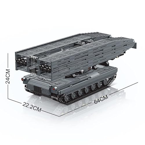 Mould King 20002 Moc Technology Tank Bridge Construction Vehicle Building Blocks Model,Type Bridge Layer Remote Control Transporter Tank,Technology Clamping Modules Kit With Engines,2388 Pieces #TOP3