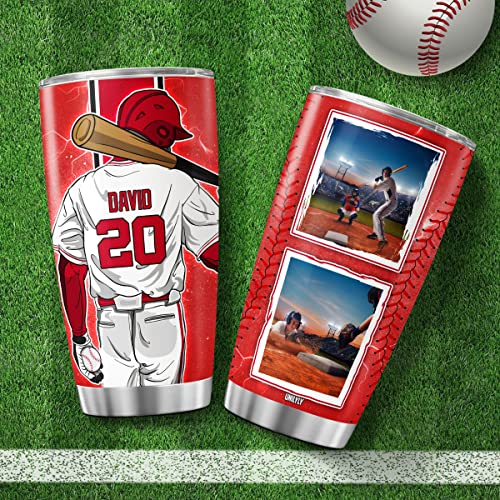 Unilyly Personalized Photo Tumbler Baseball Team Color Insulated Travel Mug With Lid Oz Christmas Gifts For Boys Men Sports Fan Accessories Hot Drinks Picture Frame Coffee Cup #TOP2