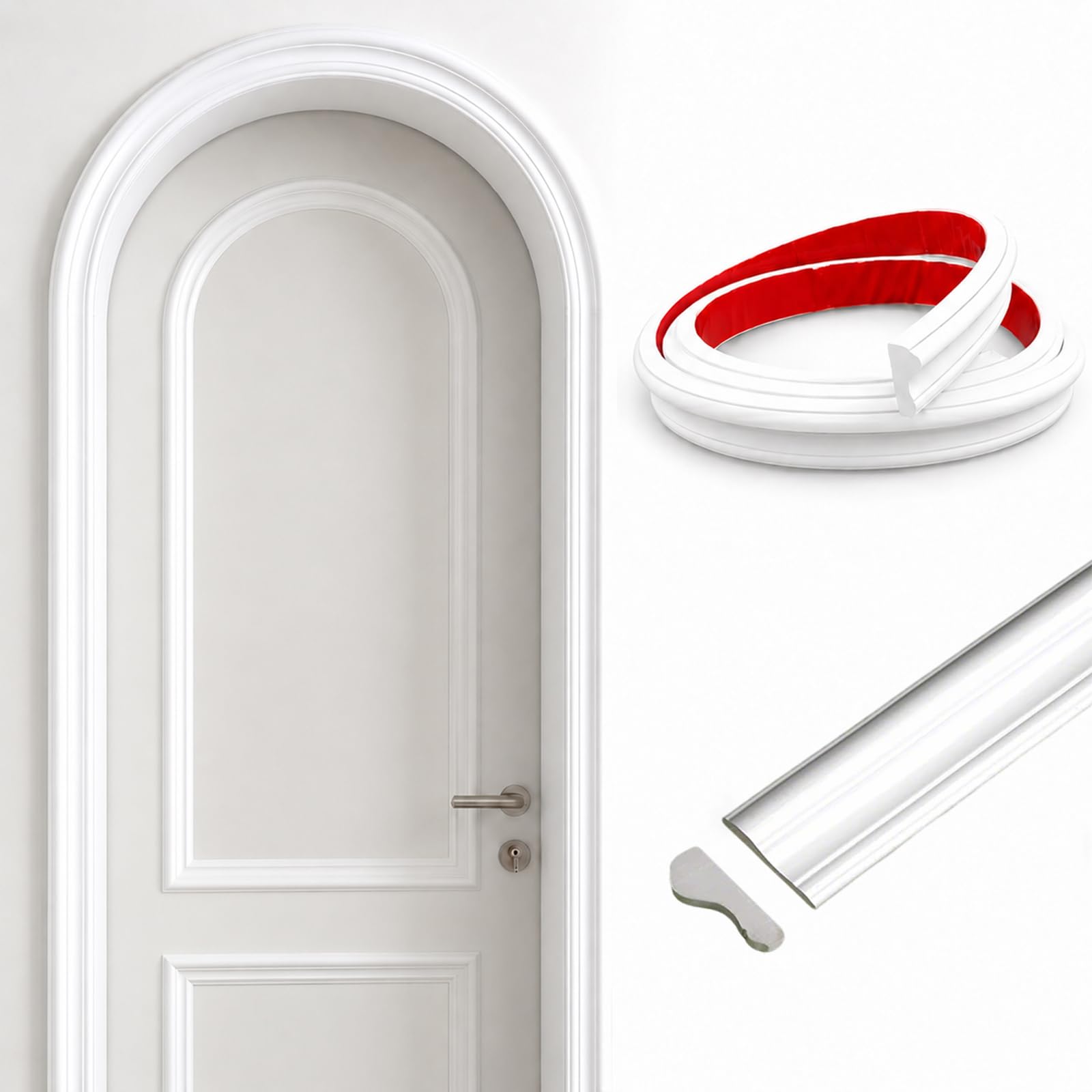 CBBEONRN Peel And Stick Molding Trim PVC Flexible Door Trim Self-Adhesive Decorative Edge Waterproof for Frames & Cabinets W 4cm, L 7m