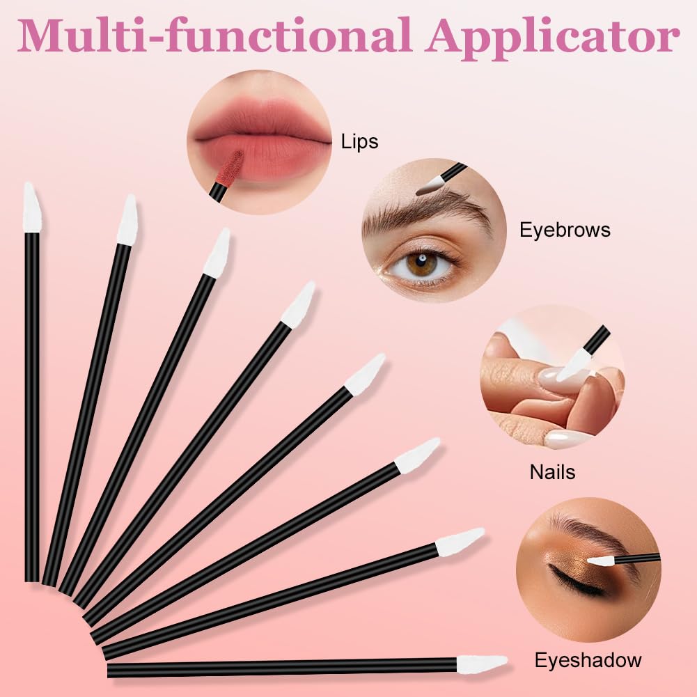 Cepillos para Maquillaje de Labios Desechables, Pinceles Aplicador Labial, Cepillos de Lápiz Labial, Negro 100PCS