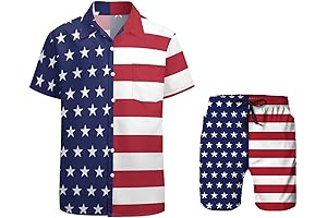 Feim-AO Casual Men's 2-Piece American Flag Shirt Set: Embracing Patriotism in Style