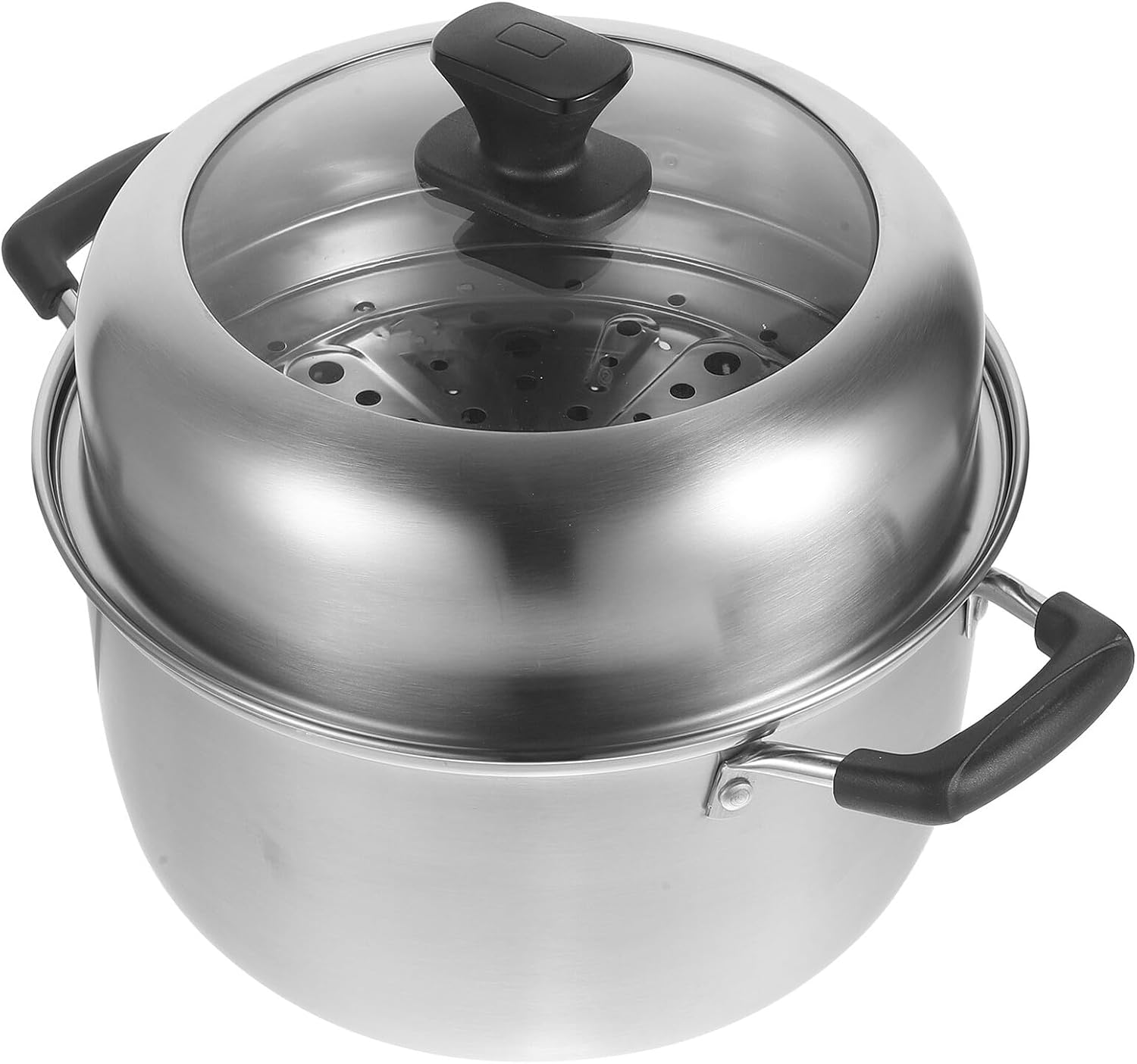 Unomor Stainless Steel Multifunction Steaming Pot Deep Stockpot for Soup Dumplings Vegetables Compatible with Induction and Gas Stove