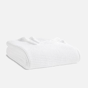 Brooklinenコットン100%高級ワッフルベッドブランケット - キング/カリキング、ホワイト