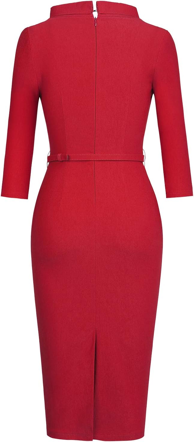 MUXXN Women's 1950s Vintage 3/4 Sleeve Elegant Collar Cocktail Evening Dress - Image 4