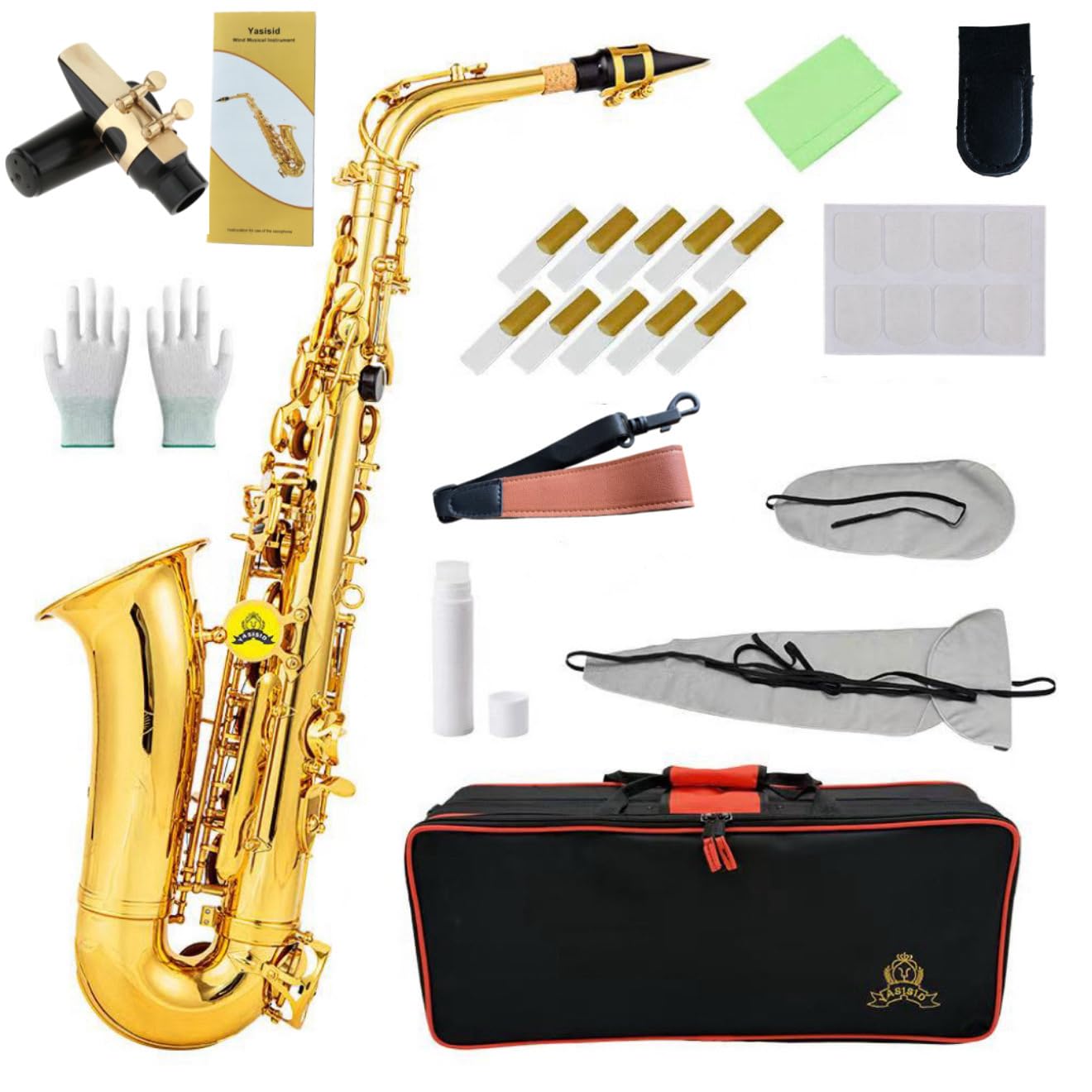 alto saxophone highqualitybrasssaxwith e-flat gold lacquer saxophon casemouthpiece accessoriesidealfor beginnersto advanced musicians