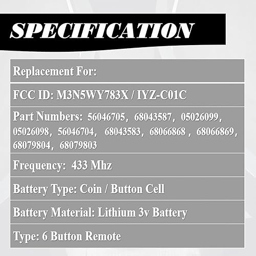 Miniatura 4 de MechanMagic Llavero de repuesto con control remoto de entrada sin llave para Dodge Grand Caravan Chrysler Town and Country 2008-2020 M3N5WY783X