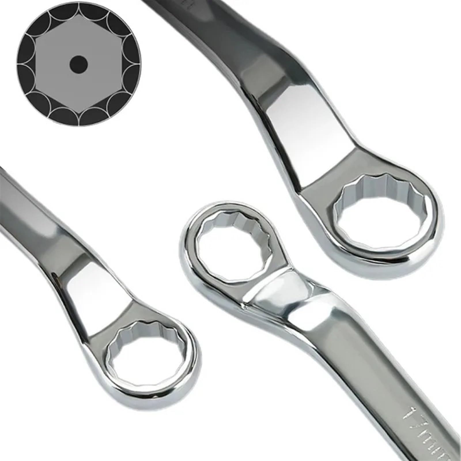Chiave a Manico Offset Chiave a cricchetto a 45 Gradi, Chiave ad Anello a Doppio Offset, attrezzo for Riparazione Auto, Estensione Chiave ad Anello a cricchetto(17-19mm Wrench)