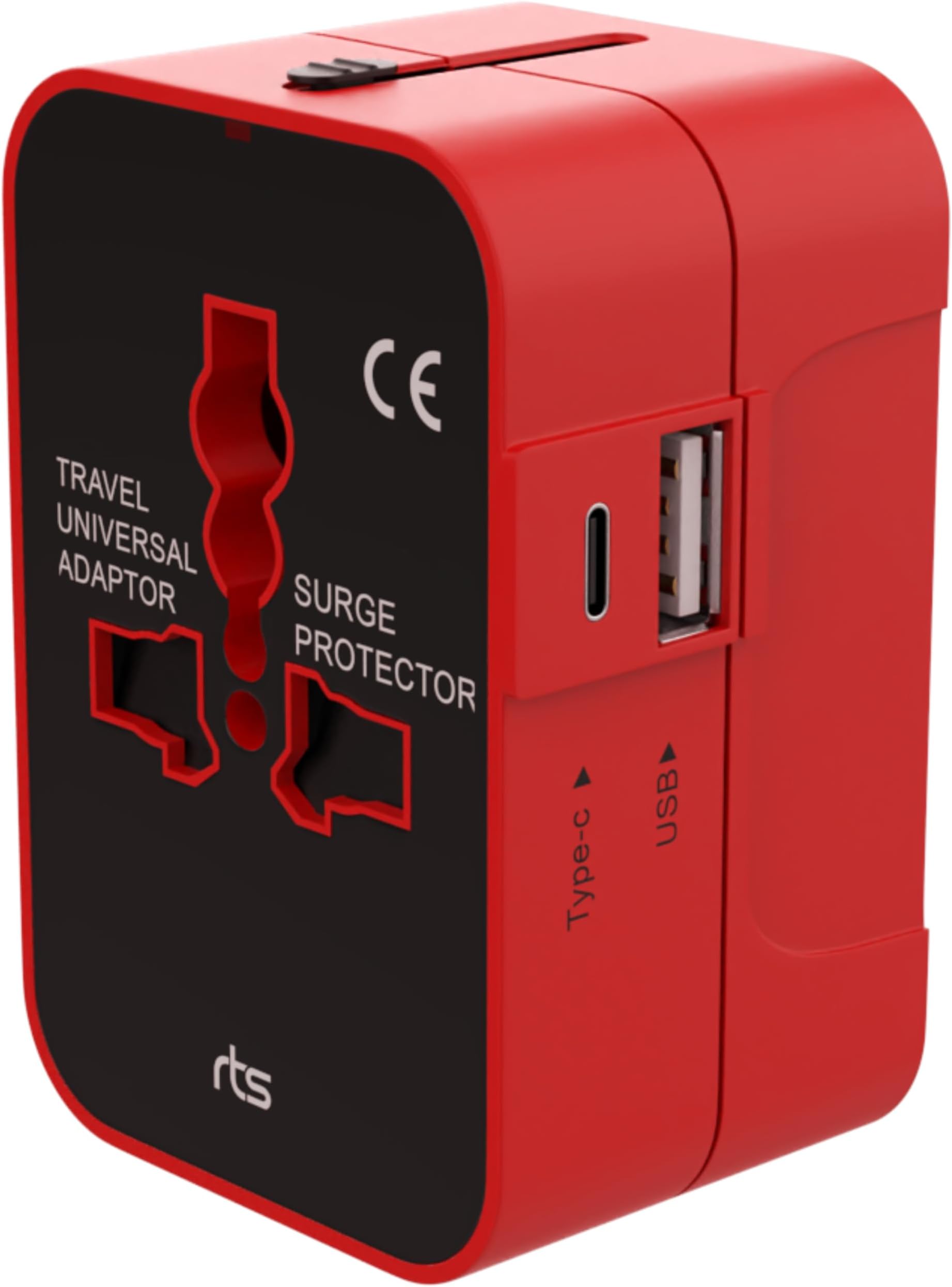 rts 224+ Countries Universal Travel Adapter with USB-C Type C & USB International All in One Travel Adapter, Universal Travel Essentials with 2.4A Universal Adaptor, for Phone, Laptop, Mobile, Tablet