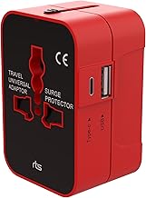 rts 224+ Countries Universal Travel Adapter with USB-C Type C & USB International All in One Travel Adapter, Universal Travel Essentials with 2.4A Universal Adaptor, for Phone, Laptop, Mobile, Tablet