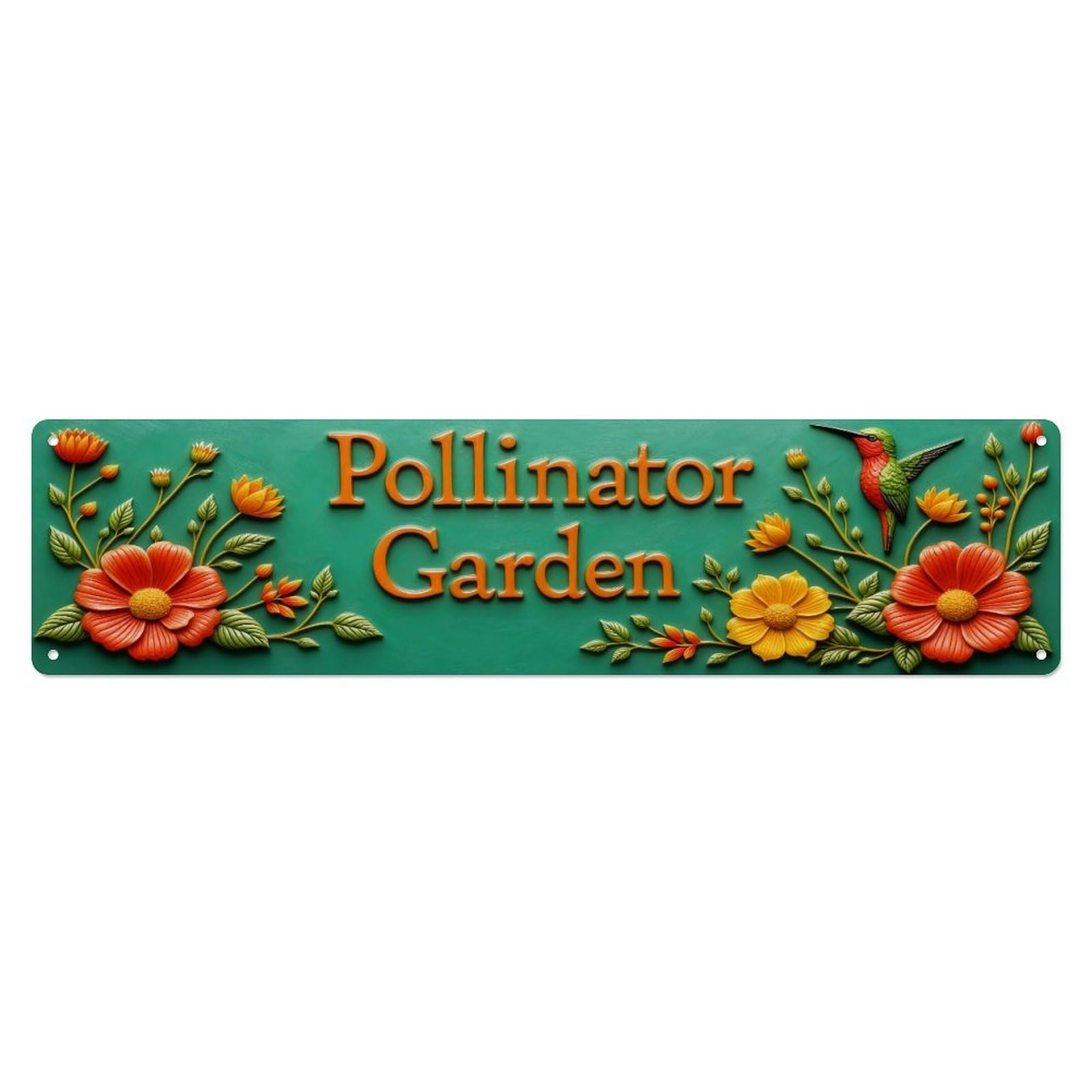Floral Pollinator Garden Design Pattern Metal Tin Sign Plaque