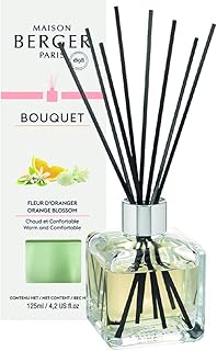 MAISON BERGER - Bouquet Parfumé Fleur d'Oranger - Diffuseur Parfum Maison + 8 Bâtonnets - Diffusion Longue Durée, Douce et Continue - 125ml