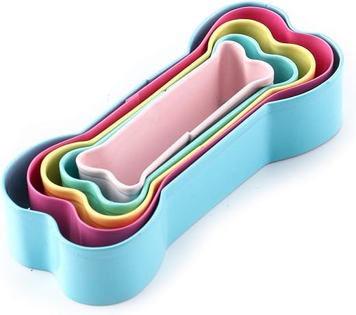 Amison - 5 in 1 Dog Bone Shape Cookie Cutter Set Stainless Steel Dog Bone Shape Colorful BPA Free