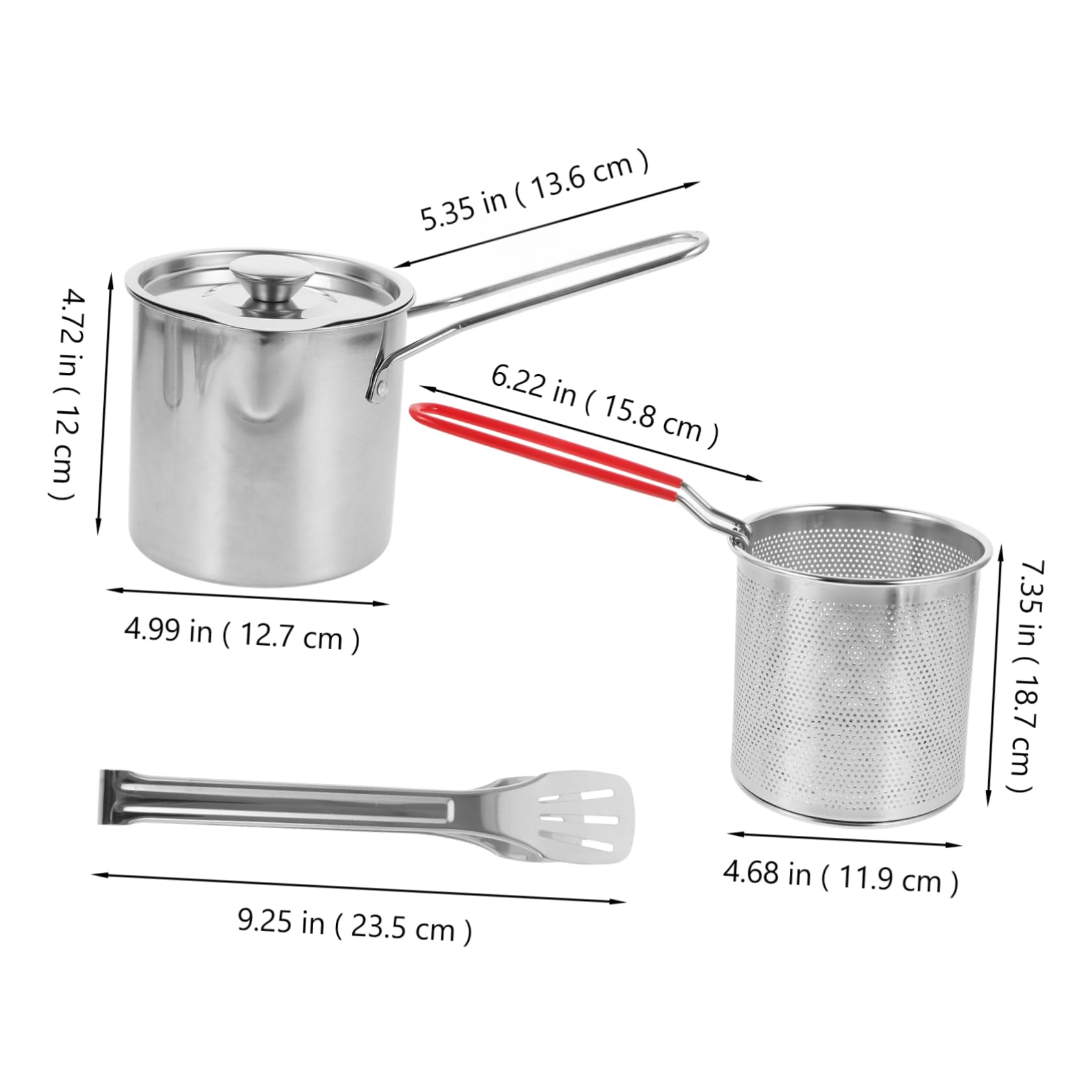 GLEAVI Stainless Steel Deep Fryer 304 Grade Round Basket Easy to Clean Compact Design Ergonomic Handle