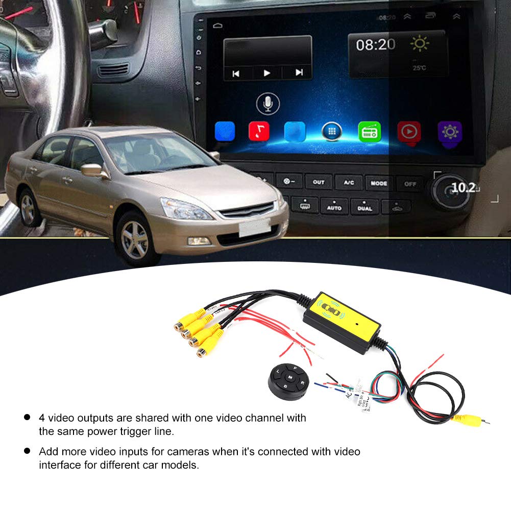 Dioche Video Switcher, Convertitore Video Switcher Intelligente per Auto 4 Ingresso 1 Uscita Switch Video Ricambi Auto