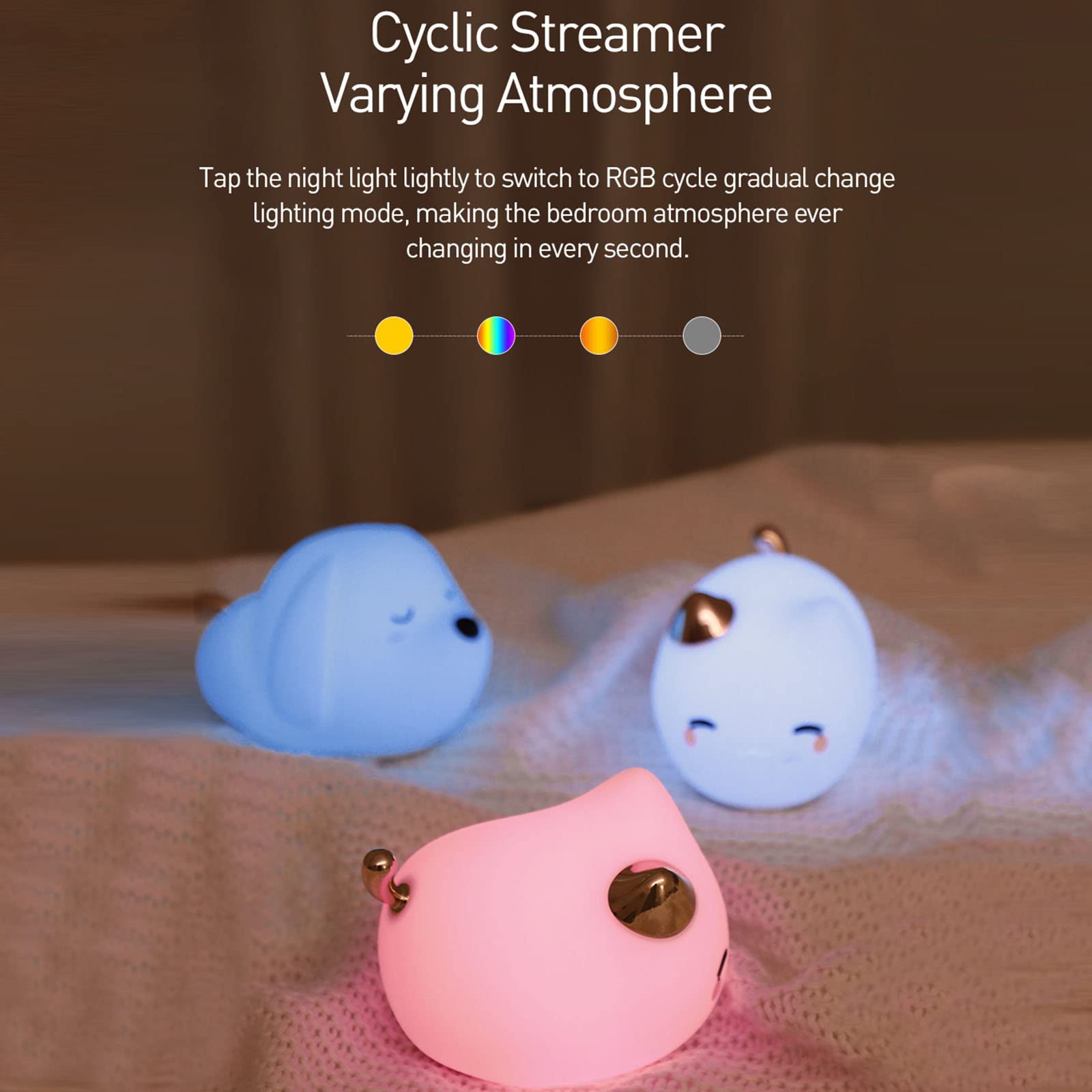 Veilleuse LED De Dessin Animé, Lampe D'ambiance pour Enfants Rechargeable par USB À Intensité Variable en Silicone Doux pour Le Décor De Lampe De Chevet De Cadeau d'anniversaire,A