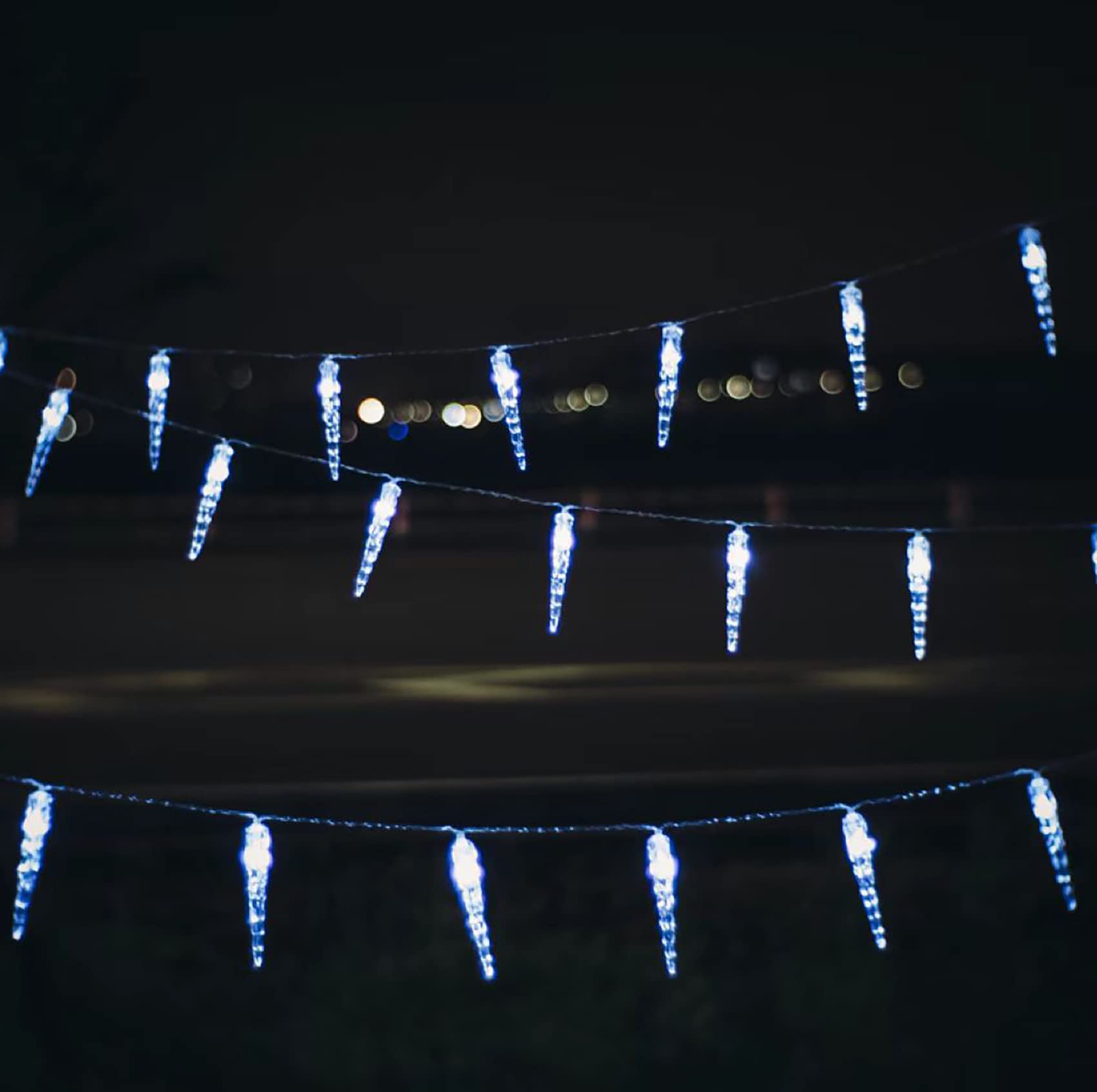 Solar Eiszapfen Lichter 23FT 50 LED Wasserdichte Lichterkette Netzlicht Solar/USB-Betrieben 8 Modi Christbaum Lichterkette für Garten Balkon Room Tor Hof Party (Bianco)
