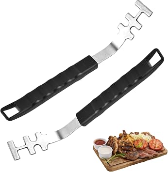 Grill Grate Lifter 2Pcs 10.8x1.4in Stainless Steel Grill Grate Lifter Tool with PP Handle Anti-Scald Grill Grate Tool for BBQ, Charbroil Grill and More