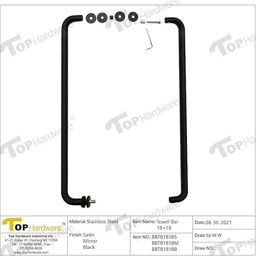 Miniatura 6 de Acero inoxidable 18 pulgadas redonda espalda con espalda puerta de ducha doble torre barra manija un par, cepillo acabado satinado BBTB1818-S