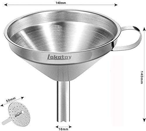 Miniatura 25 de Embudo de cocina de acero inoxidable de grado alimenticio con filtro para transferir ingredientes líquidos y secos, color plateado Mini embudo-3