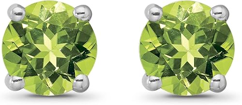 Miniatura 2 de Pendientes solitario de plata de ley con peridoto, Metal Piedra, Peridoto