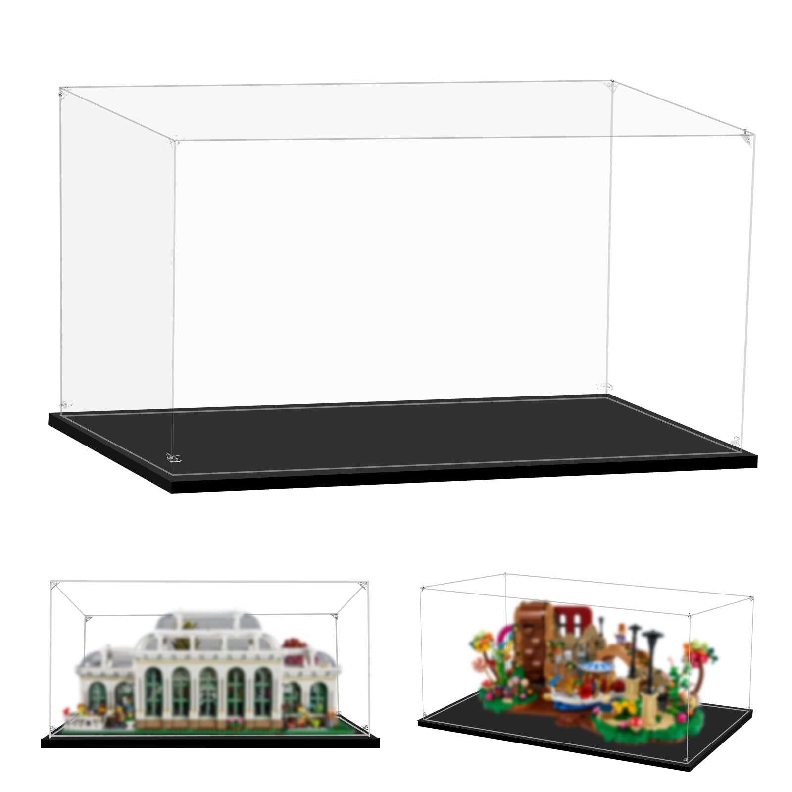 LILIKAKA Display Case for Lego 21360 Willy Wonka & The Chocolate Factory or 21353 Botanical Garden, 21.65x11.81x9.84inches (55x30x25cm), Protect Your
