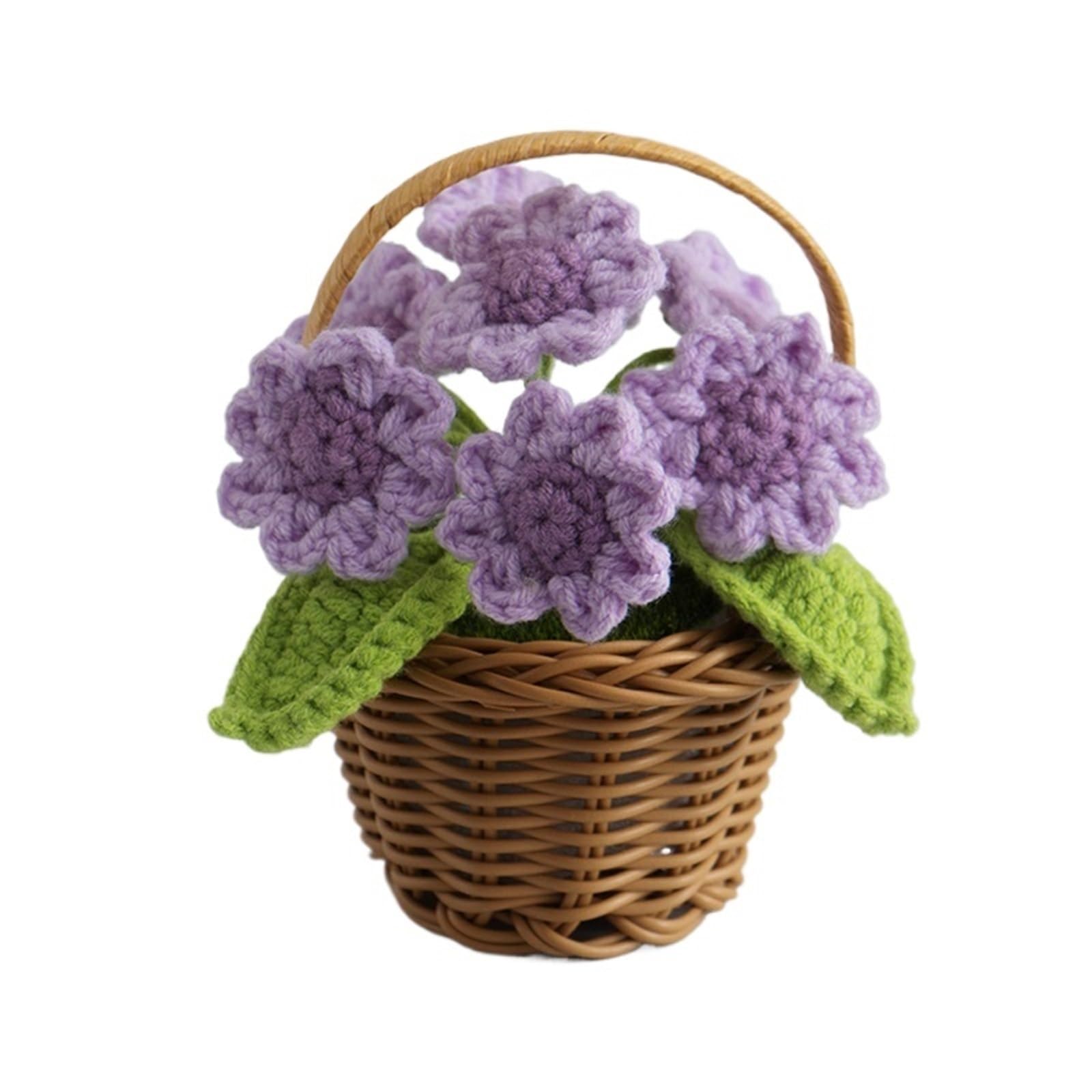 ZHSOAO Crochet Flower Cute Finished Woven Sunflowers Potted Hand-knitted Table Home Decor for Weddings Birthdays(Color8)