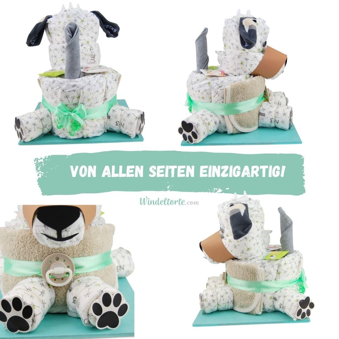 Hund mit Schnauze [TIERLIEBHABER] - Jungen & Mädchen - Neutral Unisex - Geschenk zur Geburt - Babyparty - Baby - Babyshower - Pullerparty - Babyartikel - Torte kaufen