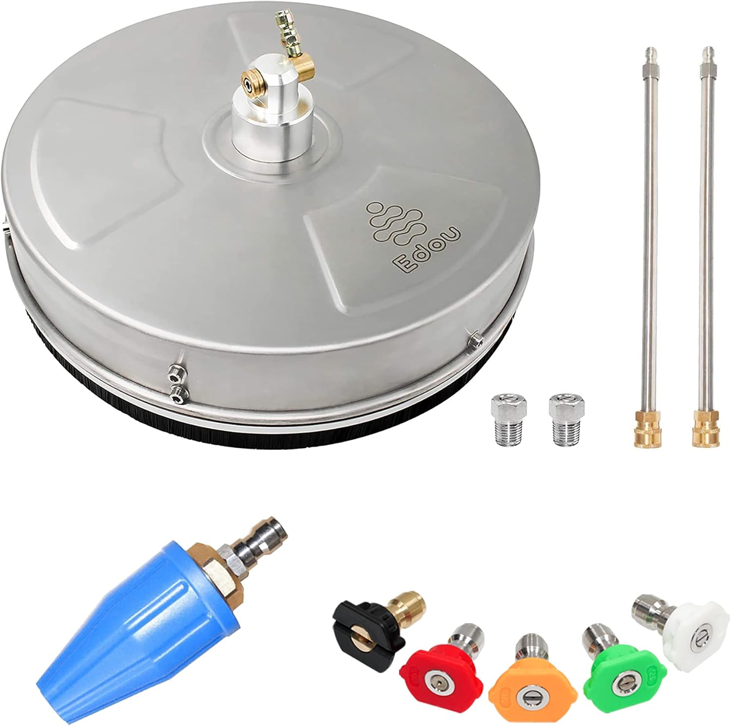 EDOU 15 inches Pressure Washer Surface Cleaner with 2