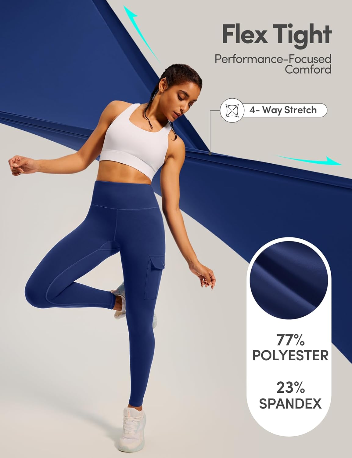 IUGA Butt Lifting Leggings for Women High Waisted Workout Cargo Leggings with Pockets Gym Yoga Pants Tummy Control - Image 4