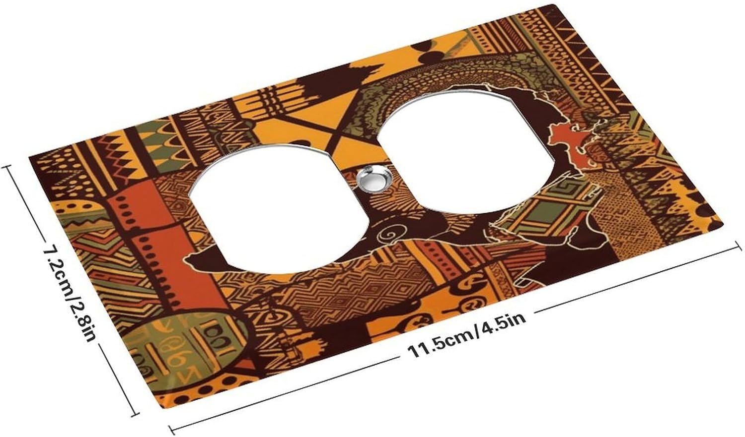African Map Ethnic Pattern Switch Plate Cover Duplex Outlet Covers Stainless Steel Modern Receptacle Faceplate Decorative Standard Size Switch Wall Plates