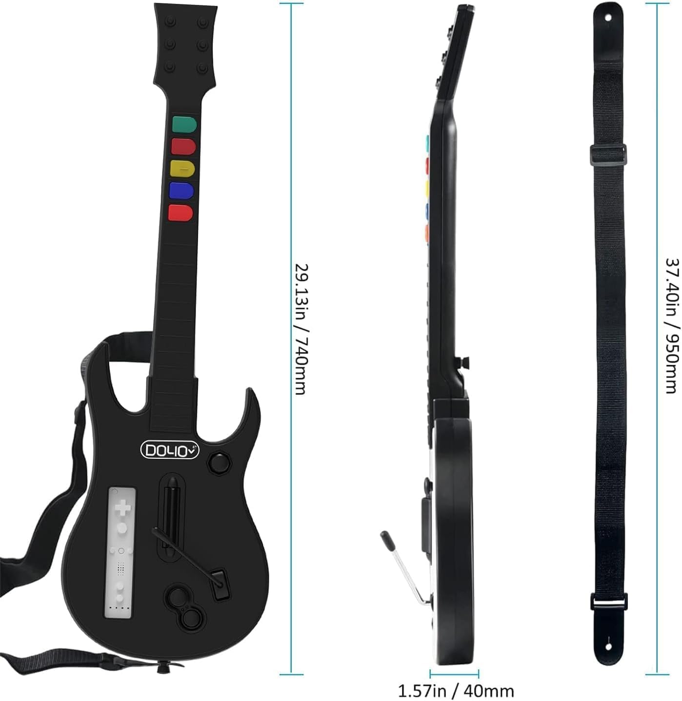 NBCP WII Guitar Hero,Wireless Guitar Controller for WII Guitar Hero Guitar and Rock Band Games,Compatible with all Guitar Hero Games,Rock Band 2,Legends of Rock（Black）