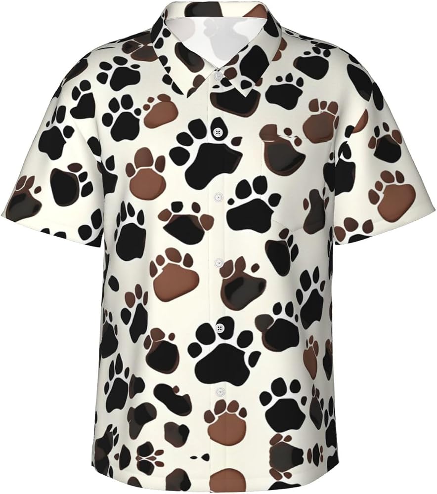 Visesunny Men's Pug Portrait Hawaiian Shirt - Short Sleeve Button Down, Quick-Dry, Casual Aloha Beach Shirt, XX-Large