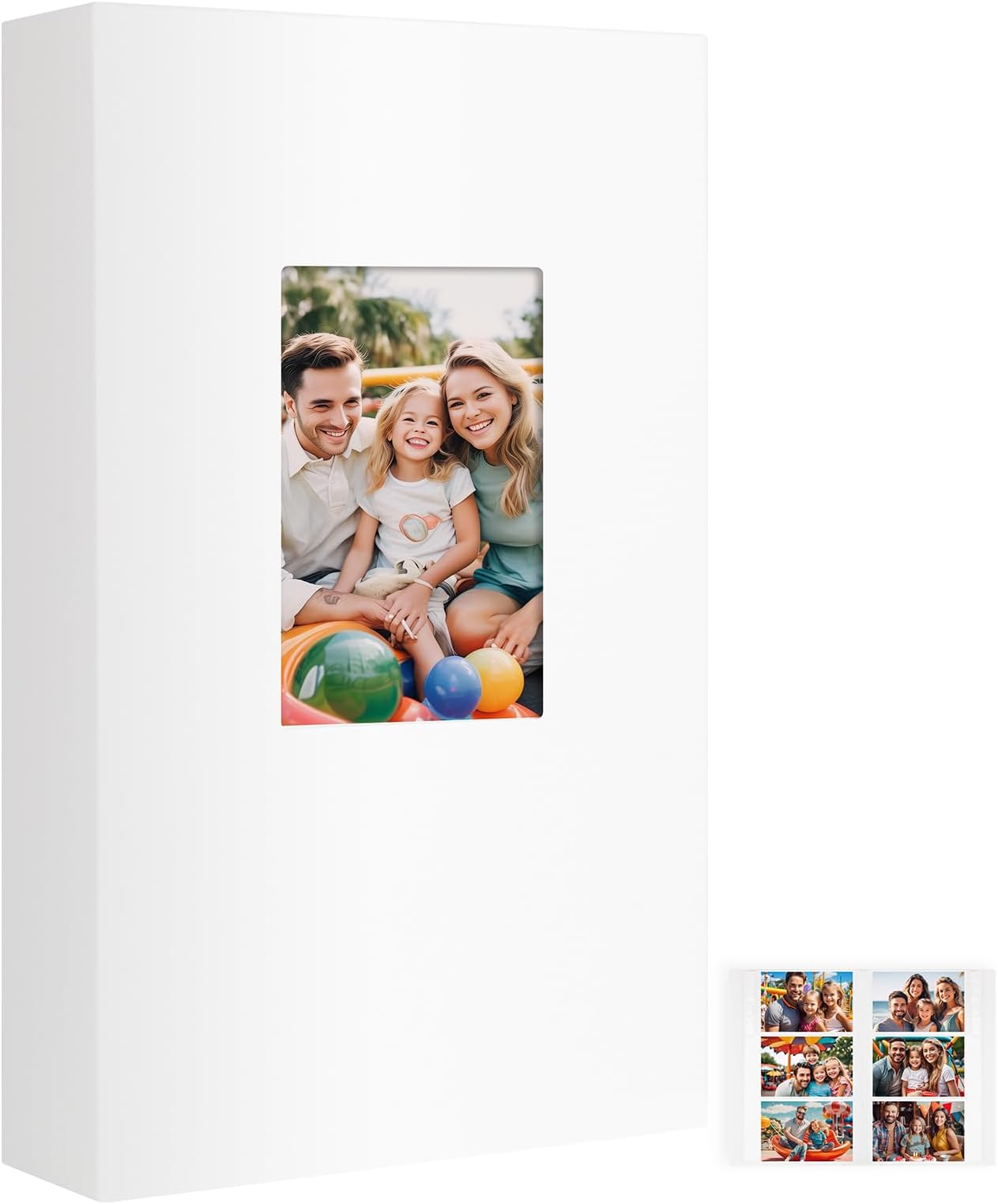 Aevdor 360 Pockets 4x6 Photo Album, Large Capacity Leather Cover Photo Album 4x6 Holds 360 Photos, Acid-free Pages Photo Albums with Front Window for Family Wedding Anniversary Baby Pictures (White)