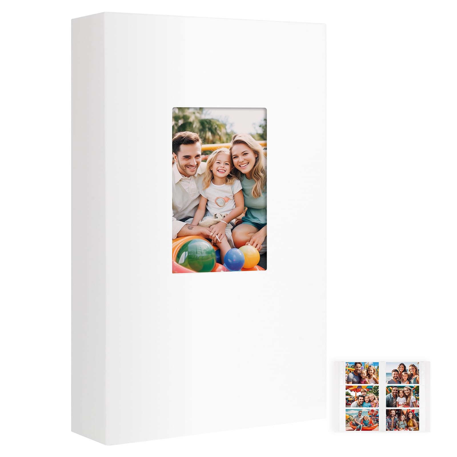 Aevdor 360 Pockets 4x6 Photo Album, Large Capacity Leather Cover Photo Album 4x6 Holds 360 Photos, Acid-free Pages Photo Albums with Front Window for Family Wedding Anniversary Baby Pictures (White)