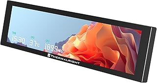 Thermalright Trofeo Vision 9.16 LCD Black, 9.16-inch Full-Color LCD Magnetic Display Screen, 1920x480 Resolution, Easy to Install,Master CPU/GPU Temperature(Black)
