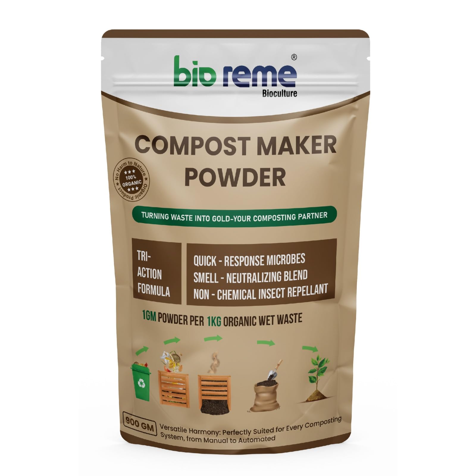 Bio Reme Compost Maker Powder (1kg) - Eco-Friendly Microbes for Faster, Odor-Free Composting & Richer Soil-picture-32