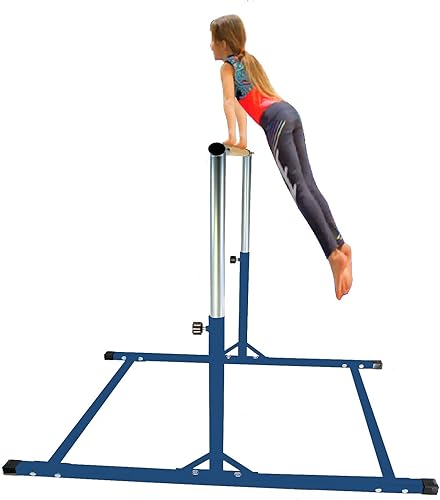 Barra horizontal atlética de 5 pies para adolescentes, ajustable, para gimnasia, entrenamiento de niños, color azul Barra horizontal atlética de 5 pies para adolescentes, ajustable, para gimnasia, entrenamiento de niños, color azul