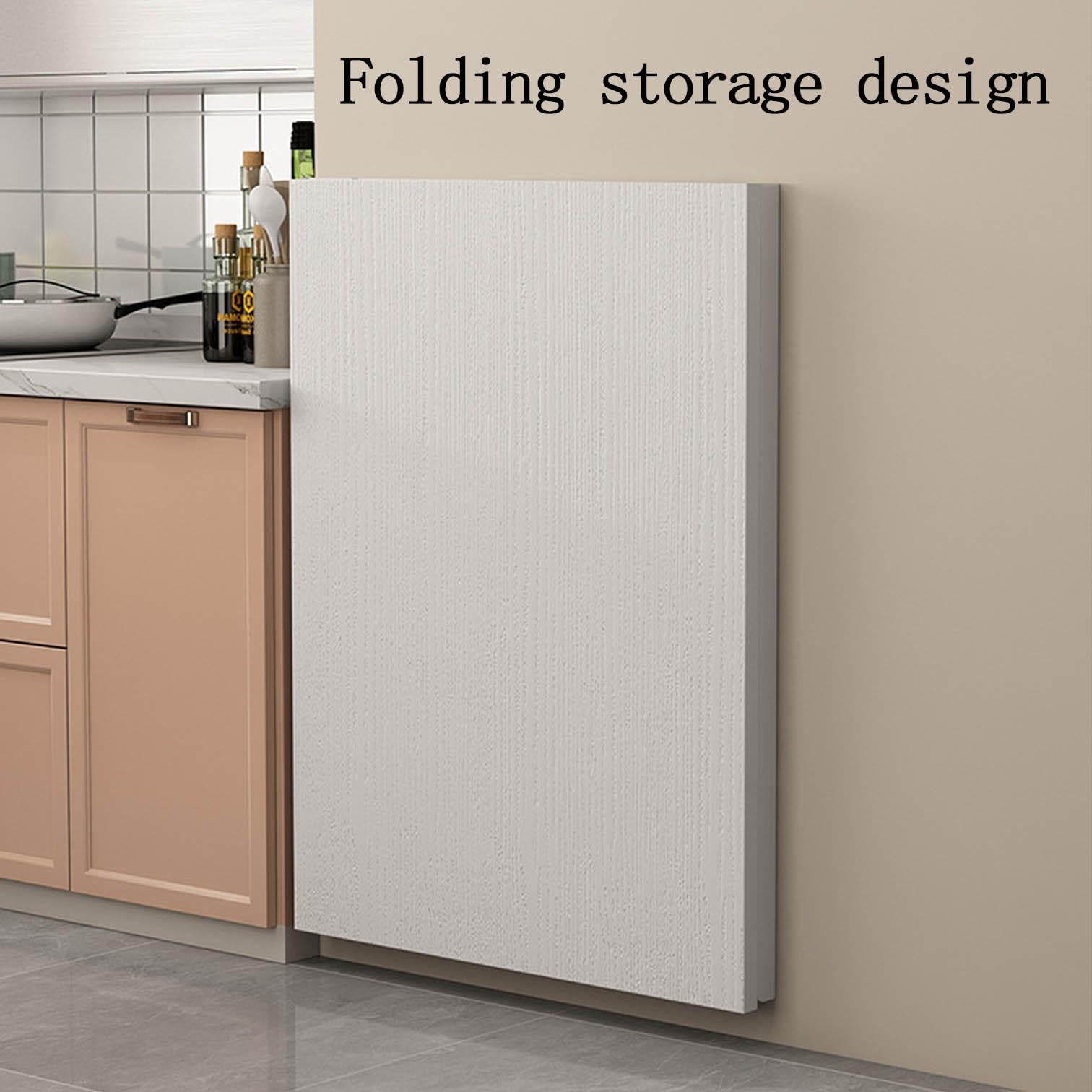 Mesa de comedor plegable para montar en la pared, mesa abatible de madera multifuncional, mesa compacta de estilo mural, patas de acero pintado, diseño que ahorra espacio