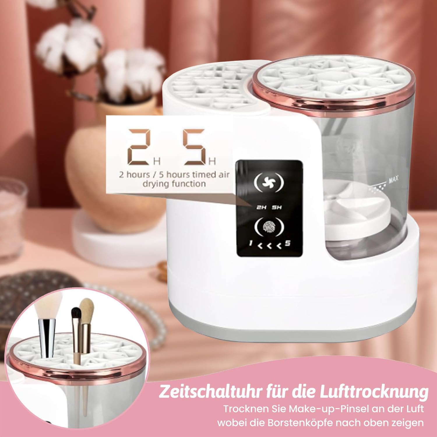 Pulitore elettrico per pennelli da trucco, dotato di funzione di asciugatura 3 in 1, pulitore elettrico automatico per pennelli da trucco, pulizia dei pennelli da trucco, regalo per le donne.