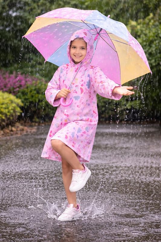Image of Kids Waterproof PVC Raincoat with Hood & Sleeves | Lightweight, Portable Rain Wear for Boys & Girls | Button Closure with Storage Bag