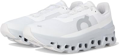 On Men's Cloudmonster Sneaker, White/Glacier, 14