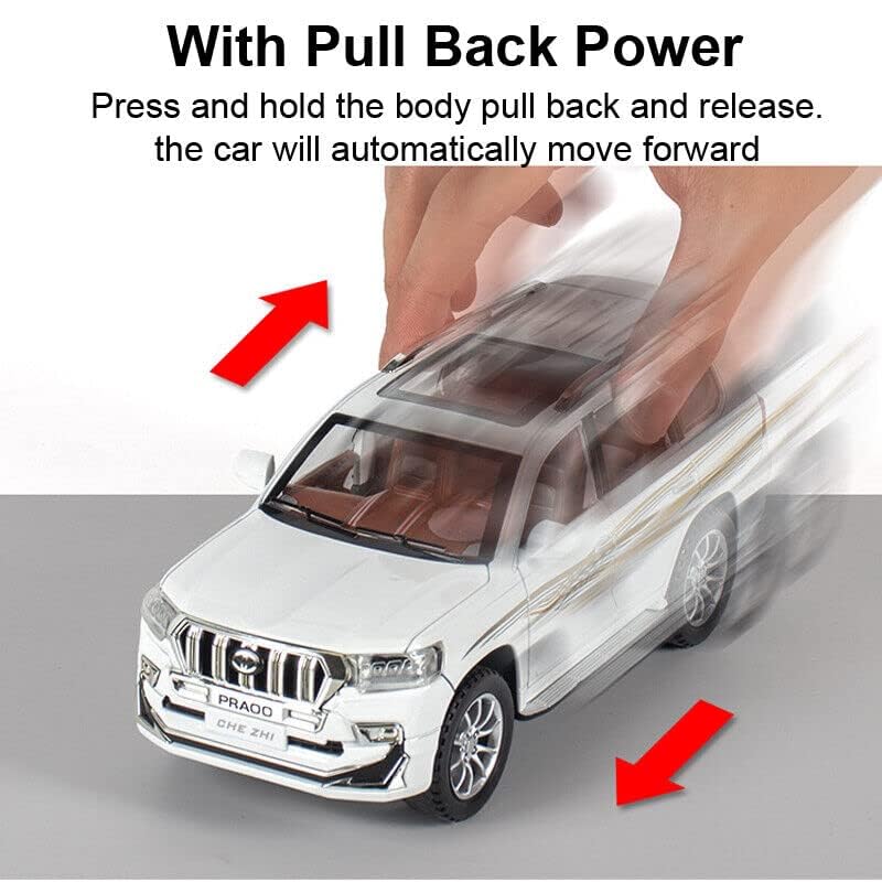 Image of Model 1:24 Prado Model Alloy Metal Pull Back Die-cast Car Openable Doors with Sound and Light Vehicle Car Toy for Kids - Multicolor