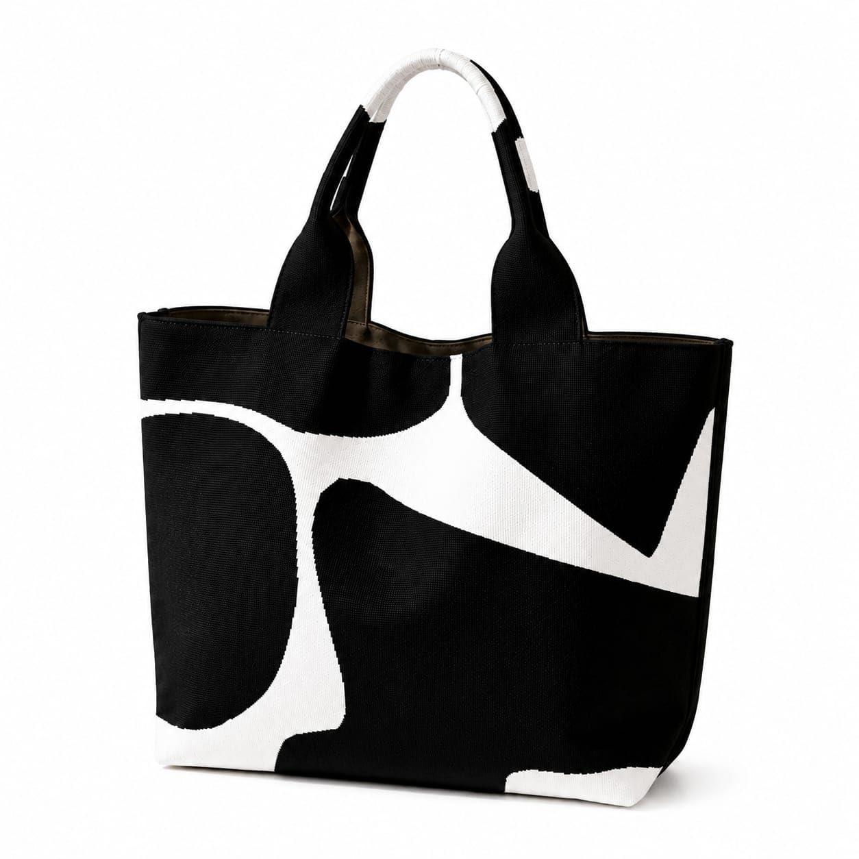 Women's Large Capacity Black & White Canvas Tote Bag | Stylish Shoulder Handbag | Lightweight Casual Shopping, Office, College & Travel-picture-21