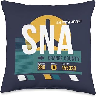 Vintage Orange County SNA Airport Code Retro Travel Day Throw Pillow